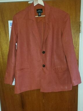 Urban Outfitters Rust-Colored Linen Blazer Jacket